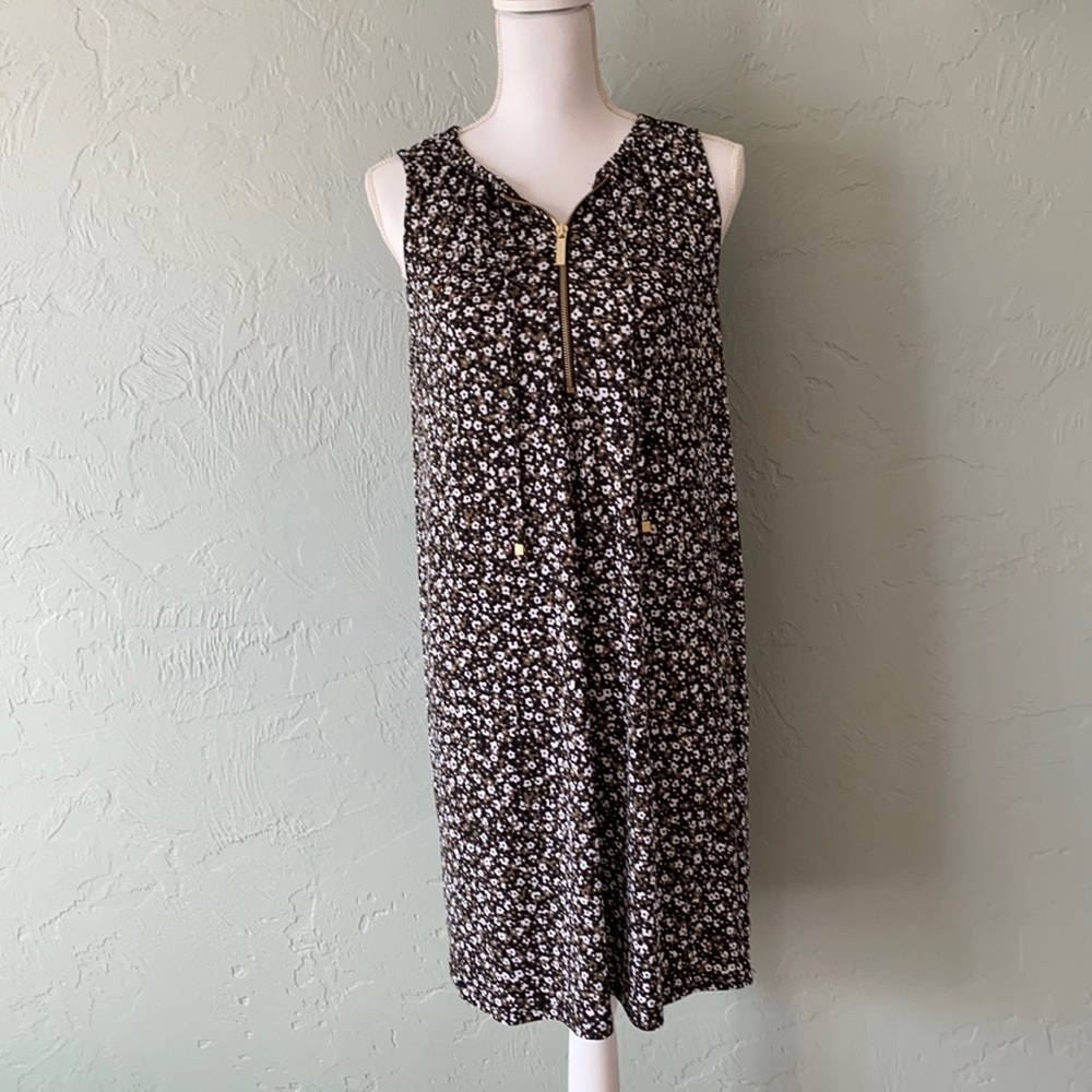 Michael Kors floral sleeveless dress w/ zip up M